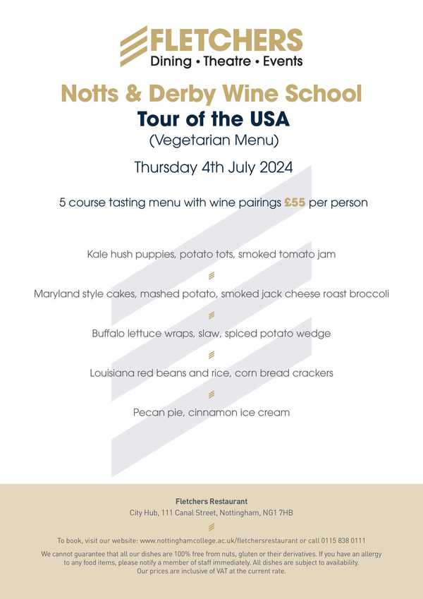 Fletchers Food and Wine Pairing Meal Deposit Notts Derby Local Wine