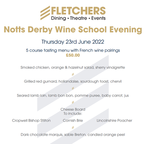 Fletchers Food and Wine Pairing Meal - Deposit
