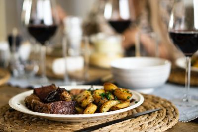 Steak and Red Wine Dinner